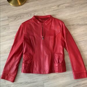 Minimalist Sleek Remy Leather Red Genuine Real 100% Leather Jacket